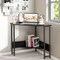 Costway Triangle Computer Desk Corner Desk Home Office with Power Outlets USB Ports Black/Rustic